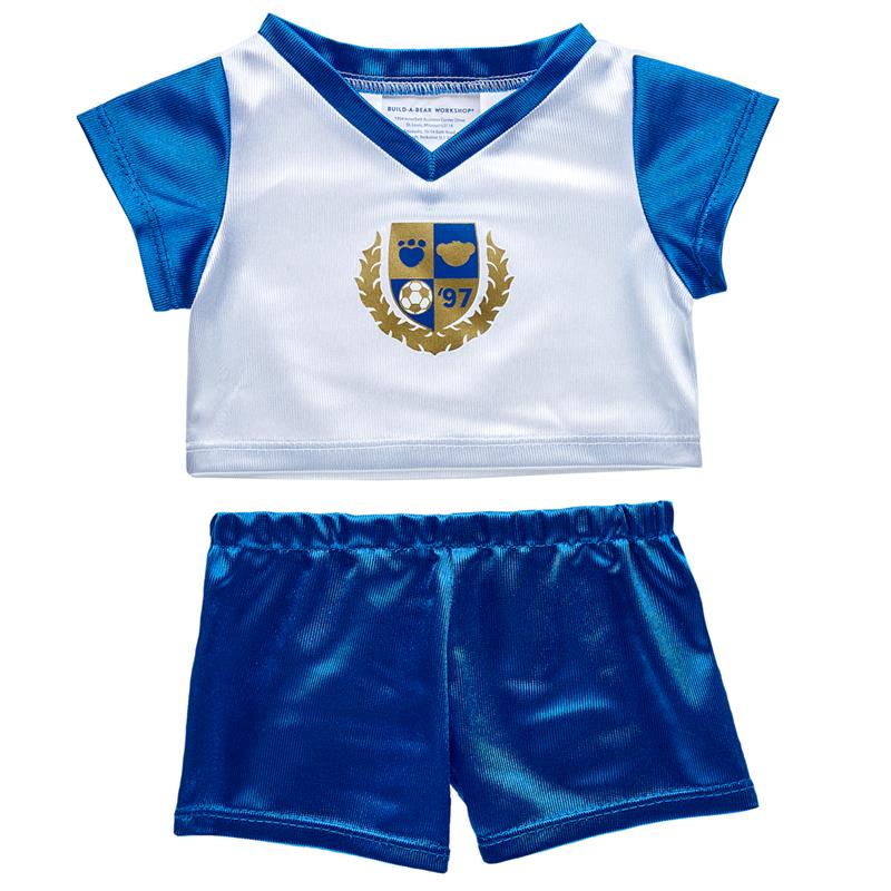Uniforme Futbol Azul Con Blanco Build-A-Bear