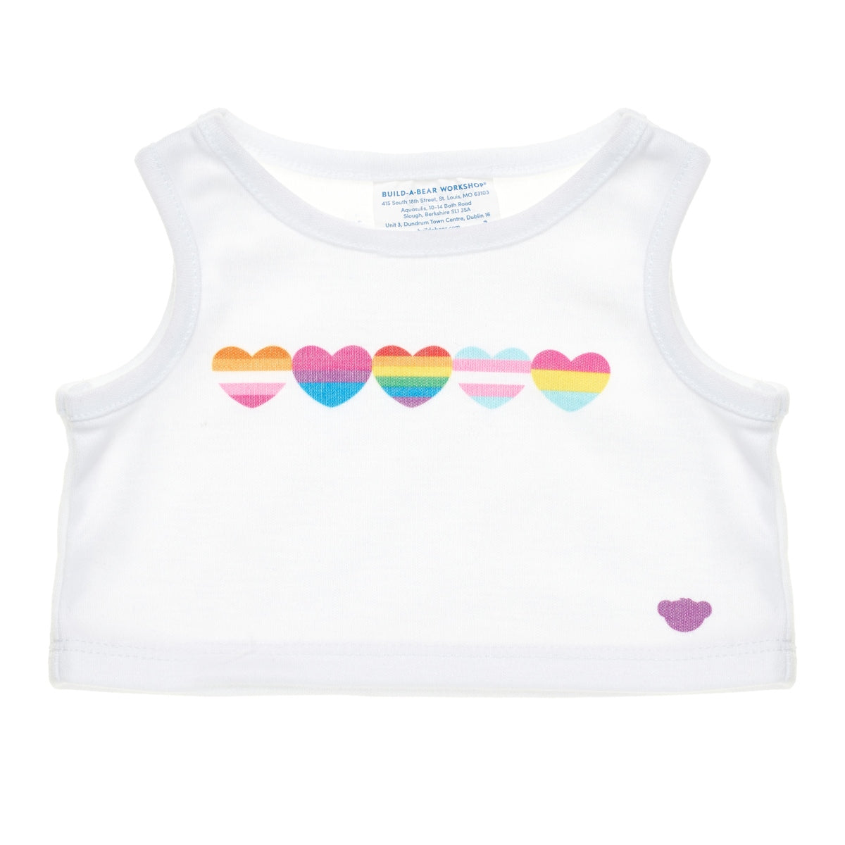 Musculosa Blanca Con Corazones Build-A-Bear